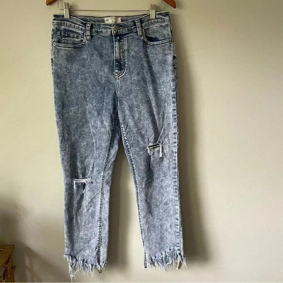 Free People Denim - Free People | Great Heights Frayed Destroyed Skinny Jeans Washed  Blue